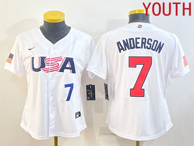 Youth 2023 World Cub USA #7 Anderson White MLB Jersey2->youth mlb jersey->Youth Jersey